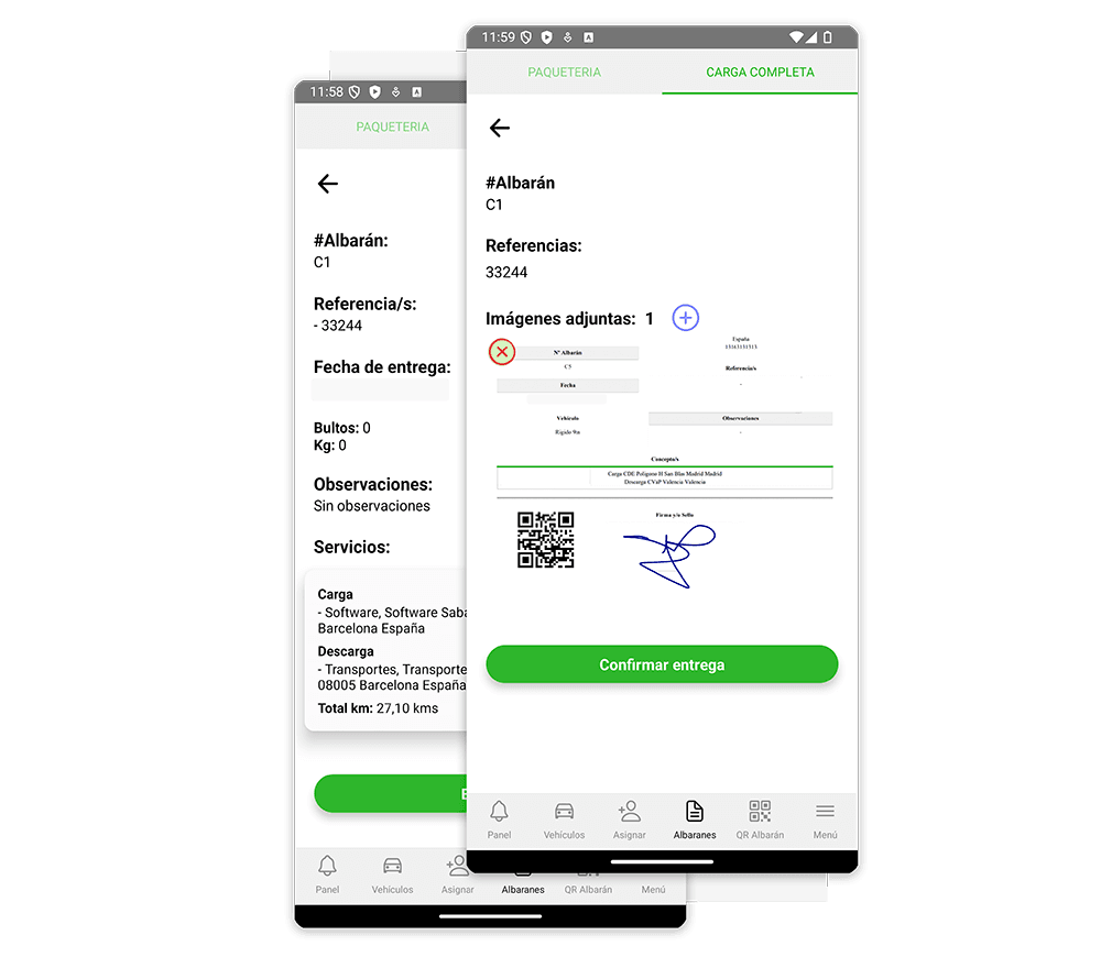 App móvil de Aseguis para confirmar entregas de carga completa