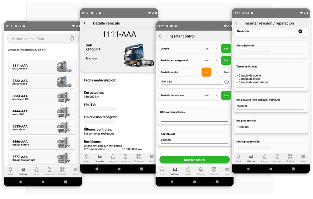 App móvil de Aseguis para consultar vehículos de la flota