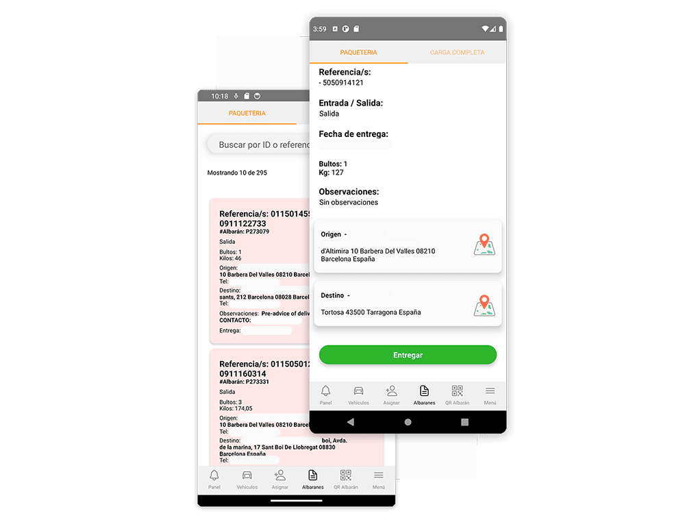 App móvil de Aseguis para gestionar expediciones de paquetería
