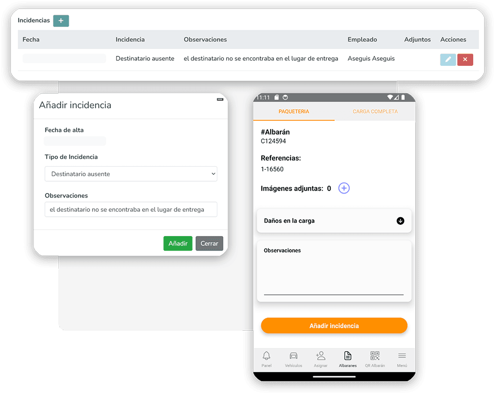 Registro de incidencias de paquetería en Aseguis