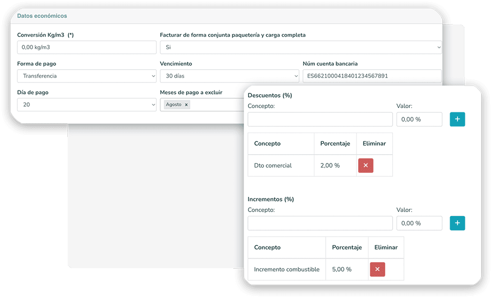 Configuración de facturación flexible en Aseguis